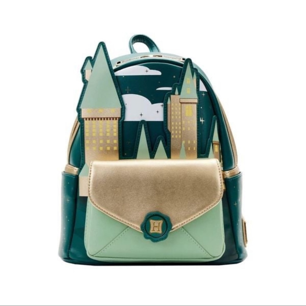 NWT Loungefly Harry Potter™ Golden Hogwarts Castle Mini Backpack